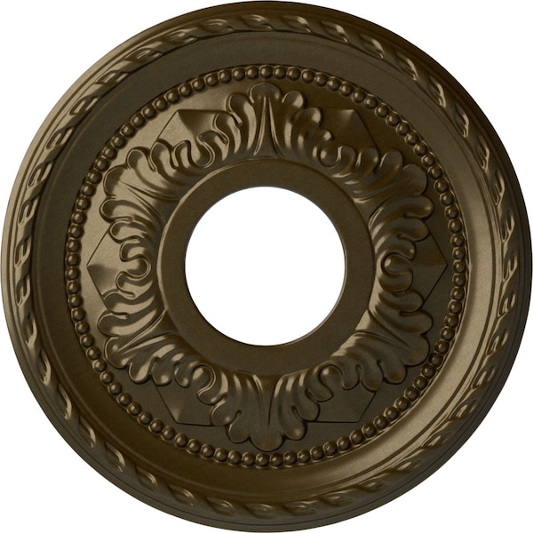 Ekena Millwork Palmetto Ceiling Medallion (Fits Canopies up to 4 7/8"), 12 1/8"OD x 3 1/2"ID x 1"P, Brass CM12PMBRS - main
